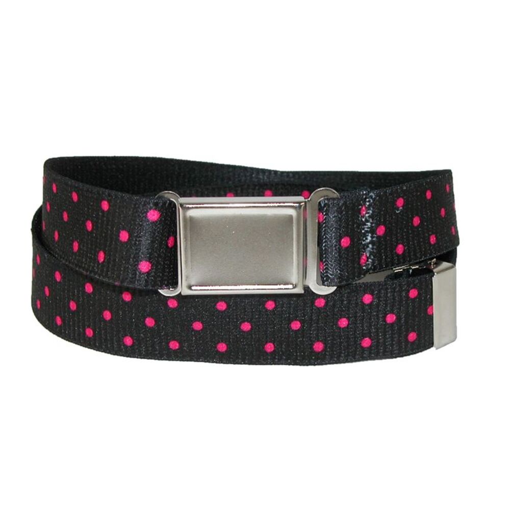 CTM Women's Plus Size No Show Buckle Stretch Belt with Polka Dots